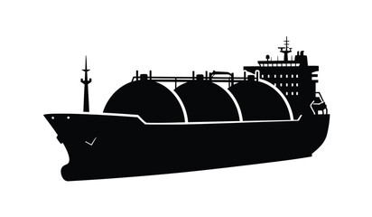 A detailed side silhouette view of a large liquefied natural gas carrier ship for ocean transport © lors of design