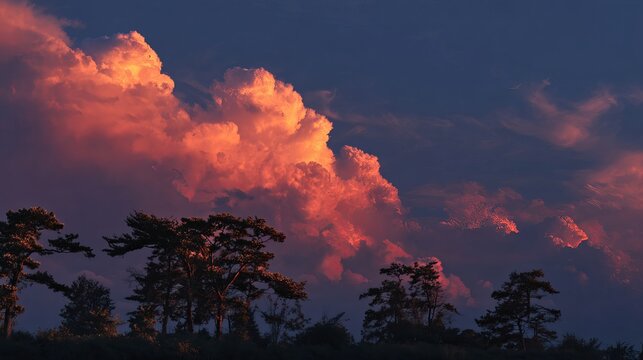 Evening's sky held a red cloud.