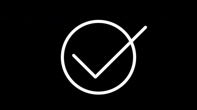 White Checkmark  Inside Circle on Black Background for Success and Validation