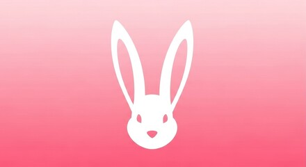 Fototapeta premium A minimalist white rabbit silhouette centered against a soft and vibrant pastel pink gradient background