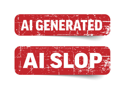Red AI Generated and AI Slop Grunge Rubber Stamps Set