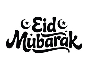 Eid Mubarak English typography Islamic lettering isolated on white background. Eid Mubarak calligraphy Design © mir nahid