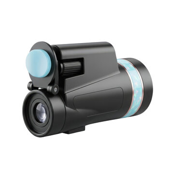 Black monocular telescope on transparent background
