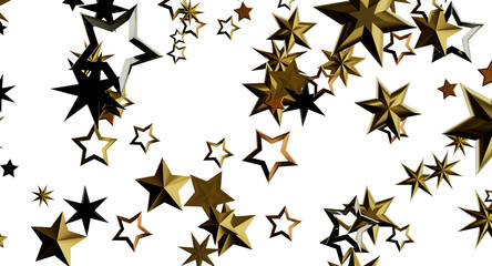 Fototapeta premium Abstract star design with gold and black elements on a white background, perfect for various creative concepts and desig