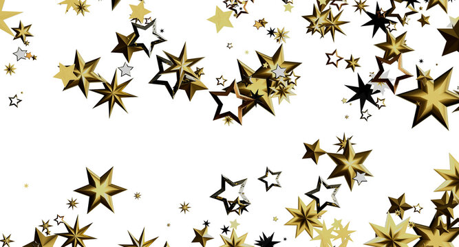 Abstract background featuring golden and black stars on white. Perfect for celebratory designs, festive events, or elega