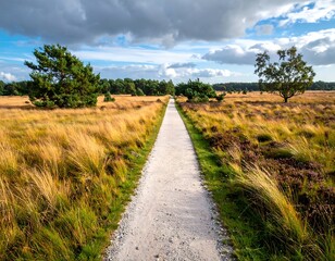 Obraz premium Path through golden grasslands