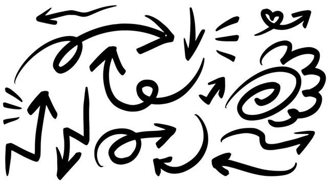 たくさんの色々なクールな矢印と花丸