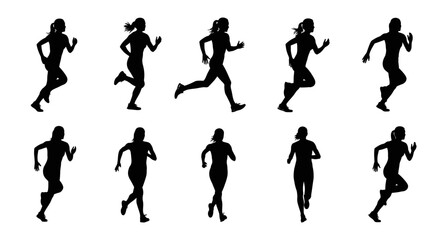Fototapeta premium Silhouettes of Runners in Various Poses.