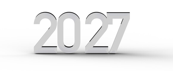 Image of the year 2027 in a modern, minimalistic design, perfect for new year greetings and future-related themes. © vegefox.com