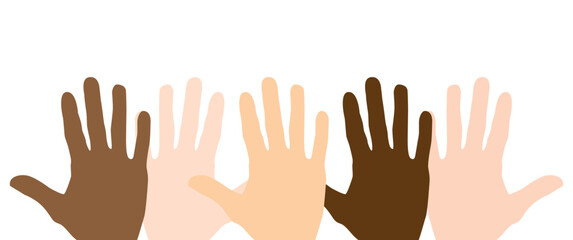 Fototapeta premium Diverse hands showing unity, multiculturalism, and equality concept