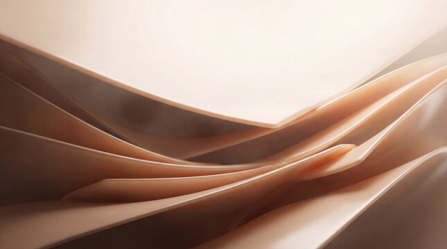 Elegant abstract background with multiple layered, flowing curves in a warm, creamy beige tone.