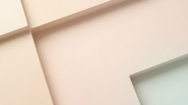 Abstract minimalist background with intersecting geometric planes and soft pastel colors, creating a clean composition.
