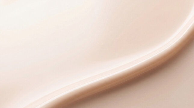 Smooth, flowing beige cosmetic liquid texture with elegant curves, suggesting luxurious skincare and beauty products.