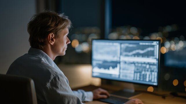 Behavioral biometrics software analyzing typing patterns and mouse movements to verify user identity on workstation screen in corporate cybersecurity department, continuous authentication