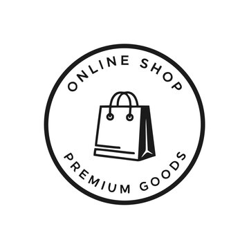 An online shop logo featuring a premium goods shopping bag