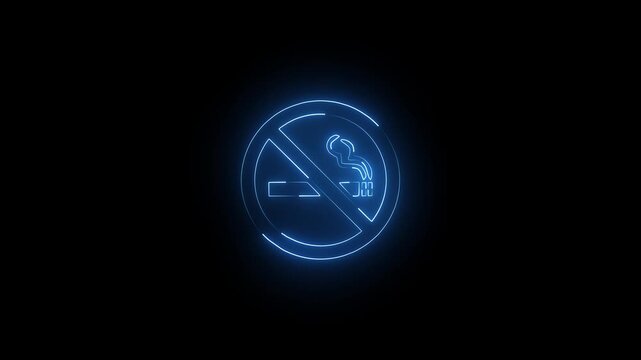 No Smoking Sign Neon Glowing Animation Loop in 4K Video 
