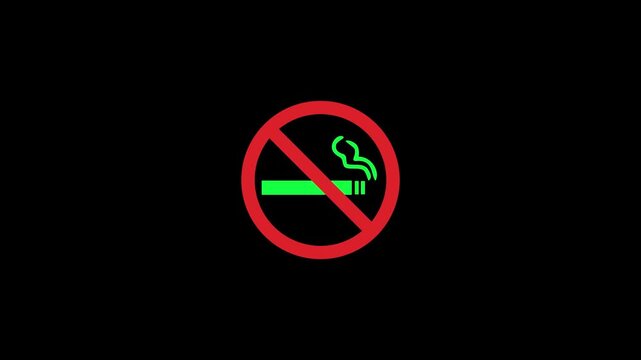 No Smoking Symbol 4K Loop Animation, Health Warning Animation 