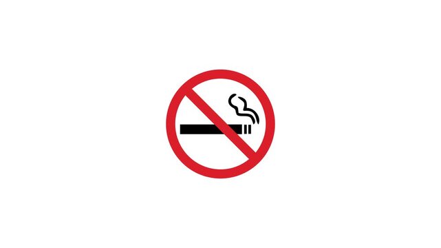 No Smoking Symbol 4K Loop Animation, Health Warning Animation 