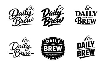 Fototapeta premium Daily brew logo designs in various styles featuring coffee themes
