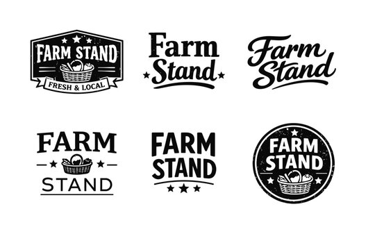 Vintage farm stand logos featuring rustic design elements