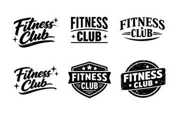 Fototapeta premium Collection of fitness club logos in vintage and modern styles