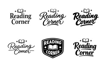 Obraz premium Reading corner logo designs with books and elegant typography variations