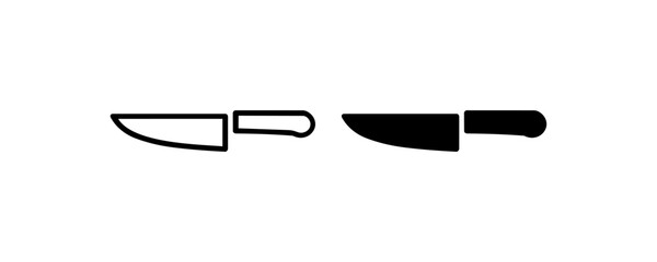 Kitchen Knife Line and Solid Icon Set