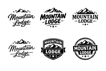 Obraz premium Mountain lodge logo designs with stars and peaks
