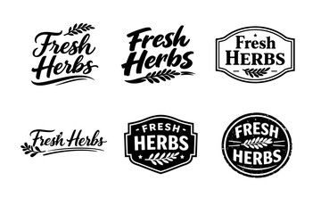Obraz premium Fresh herbs logo collection: vintage and modern designs