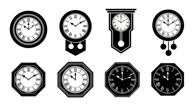 Collection of Vintage and Modern Clocks, Various Styles and Designs