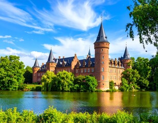 Obraz premium Picturesque castle by a serene lake (1)