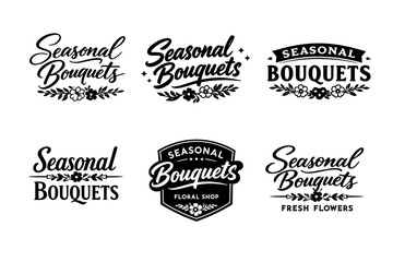 Obraz premium Seasonal bouquets logo collection with floral designs