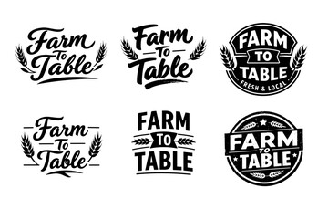 Obraz premium Farm to table logo collection with rustic wheat designs