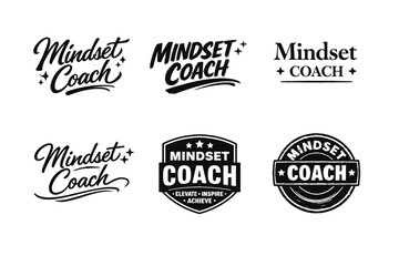 Obraz premium Mindset coach logos: inspirational typography designs in various styles