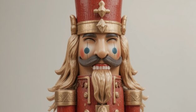 Handcrafted Wooden Nutcracker Ornament with Cheerful Expression and Festive Details