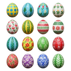 Colorful collection of decorated eggs for festive celebration