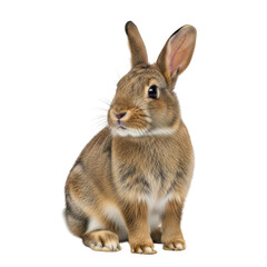 Obraz premium A brown rabbit sitting calmly in a natural pose