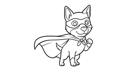 Obraz premium A charming cartoon dog character is illustrated as a superhero, complete with an eye mask and a flowing cape.