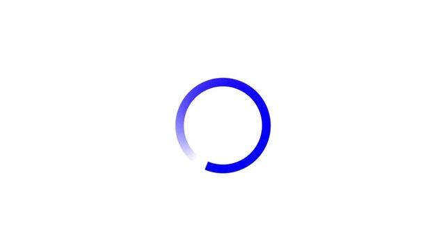 Animation of a loading spinning load wheel. Waiting for download. White circle on a black isolated background.