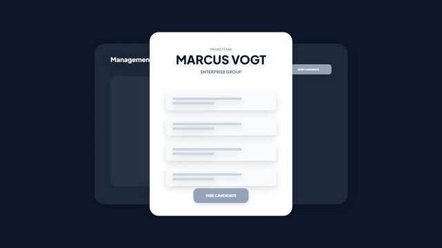 Project Lead Candidate Profile Management Dashboard UI Recruitment Animation