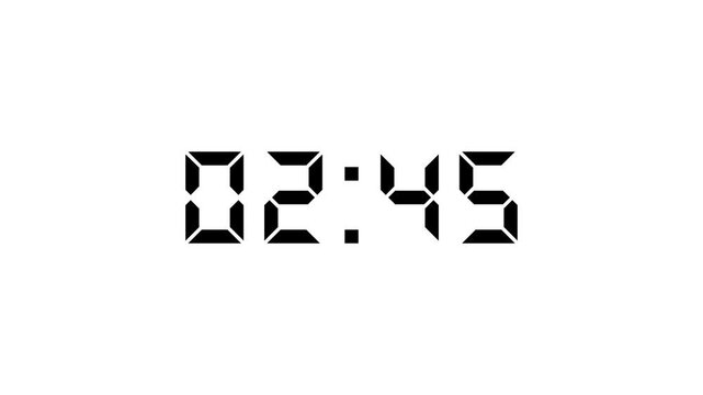 Countdown timer animation of 3 minutes on transparent background with alpha channels, 3 minutes countdown timer animation, countdown video.