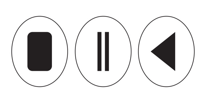  Play and pause buttons - vector icon illustration design. Video Audio Player. Player Button set icon symbol &ndash; vector. Play and pause vector button black icons isolated on transparent . EPS 10 .