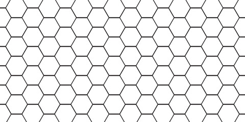 Fishing or soccer net. Repeated hexagon pattern. Black wired mesh texture isolated on white background. Metallic or fabric fence, cage or lattice structure. Vector graphic Illustration. © wahyu