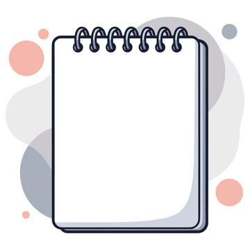 Spiral notebook blank page displayed on abstract background. non editable strokes