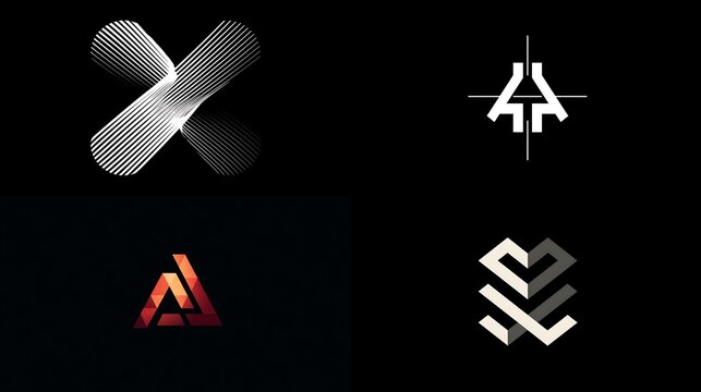 Modern a symbol with clean split designs on black background for branding
