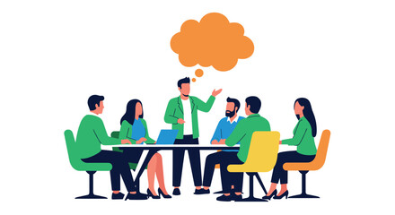 Fototapeta premium A group of business professionals engaged in a meeting on transparent background