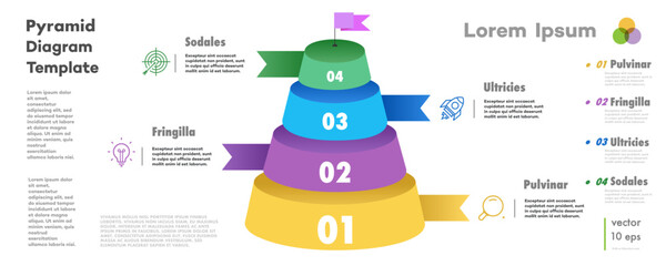 Infographic pyramid diagram 3d isometric 3 level, parts or options for presentation, workflow progress, processing, apps, webdesign, timelines, marketing, banner