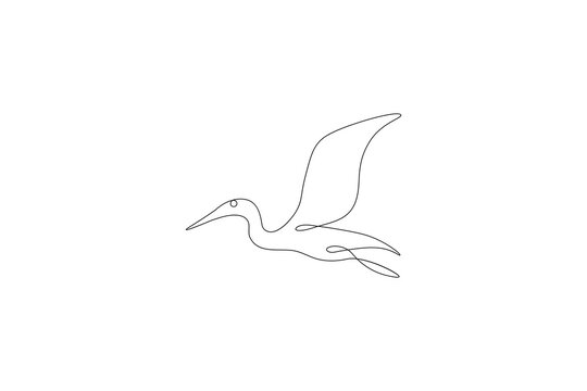 Egret bird continuous single line drawing minimalist outline vector art
