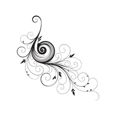 Fototapeta premium Elegant Black Calligraphic Floral Swirl Corner Vector Element