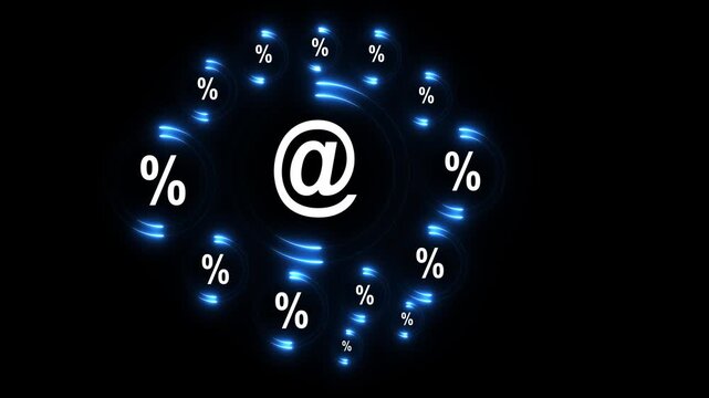 Businessman touch button eur communication @ percent icon and black blackkground 4k video...